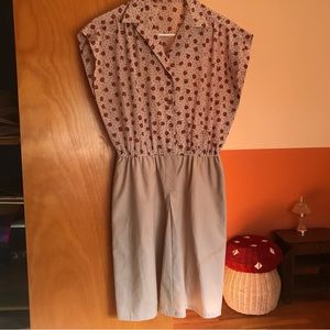 Vintage silk top khaki daydress